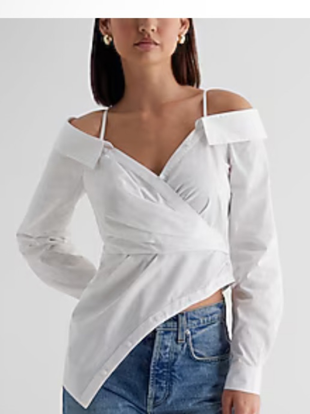 NWT Express White Off-Shoulder Wrap Blouse
